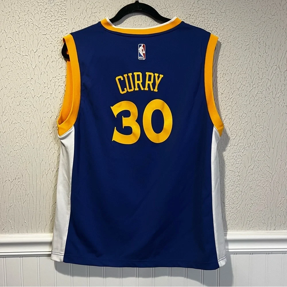 Adidas Golden State Seth Curry Warriors blue and gold jersey size X Large